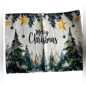 NWT 18X24 Merry Christmas dish drying mat, sink mat,  Stars & Trees, washable